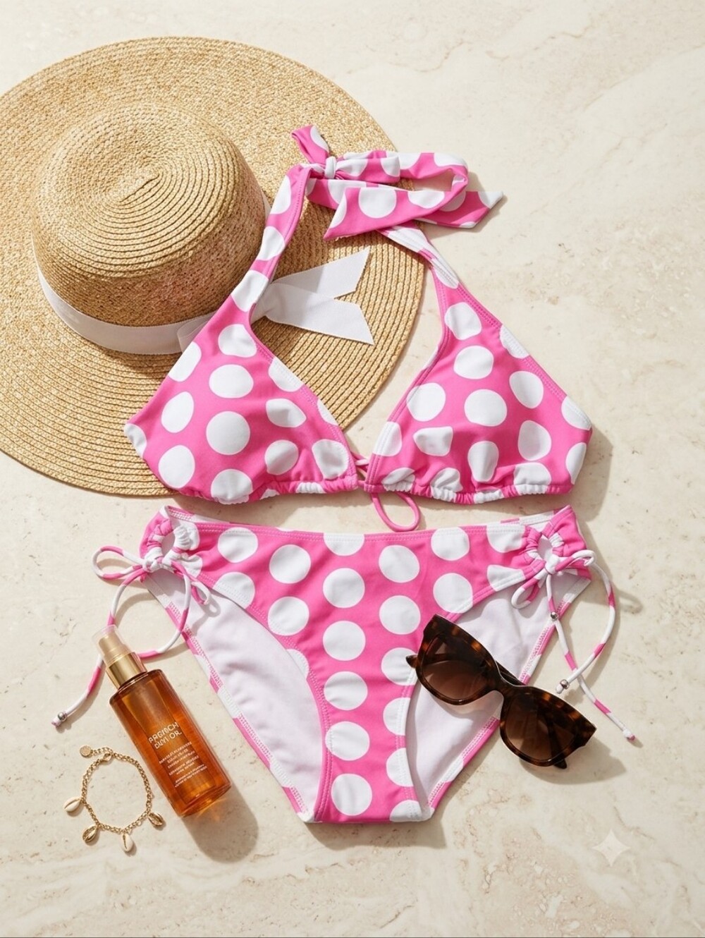 InGear Pink White Polka Dot Bikini Set